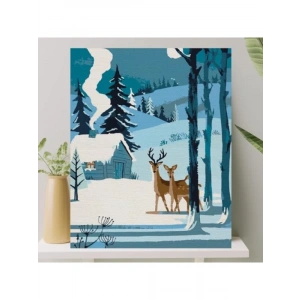 Tuval Seti - Numaralı Boyama (40x50 CM) - Kardaki Geyikler