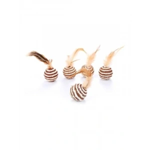 Tüylü Örgü Kedi Oyun Topu - 5 cm