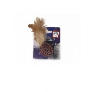 Tüylü Zilli Top Şeklinde Kedi Oyuncağı, 20 cm