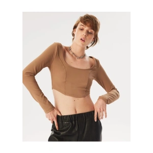 Twist Uzun Kollu Crop T-Shırt