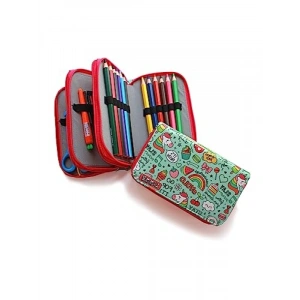 Üç Bölmeli Unicorn Desenli Kalem Kutusu