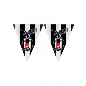 Üçgen Bayrak Süsü - 360 cm x 25 cm Boyutunda Tek Adet Beşiktaş Temalı