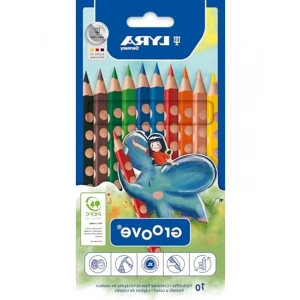 Üçgen Oyuklu Kuru Boya Kalemi, 10 Renkli