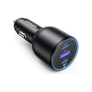 Ugreen 130W Qc Pd Hızlı Araç Içi Şarj Cihazı Çakmaklık Adaptörü 2xusb-C, 1xusb-A, Siyah, 90413