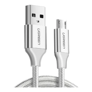 Ugreen Micro USB Örgülü Data ve Şarj Kablosu Beyaz 1 Metre