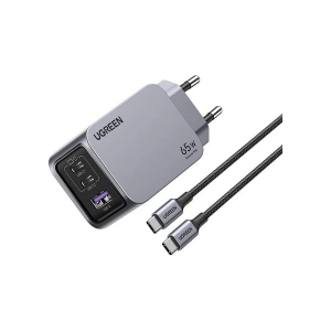 Ugreen Nexode Pro 65W Gan Hızlı Şarj Cihazı Type-C Qc Pd 2xusb-C 1xusb-A Uzay Grisi 25871