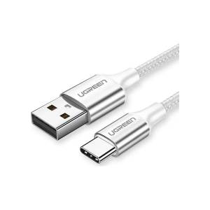 UGREEN Örgülü USB-C Şarj ve Data Kablosu, Beyaz, 25 cm, 60129