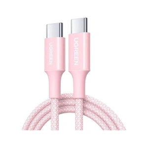 Ugreen Usb-C 100W 5A Qc Pd Örgülü Hızlı Şarj Kablosu, 1 Metre, Pembe, 65251