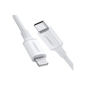 UGREEN USB-C - Lightning 3A PD MFi Sertifikalı Hızlı Şarj Kablosu, 1 m, Beyaz, 10493