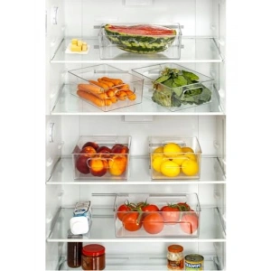 Ultra Dayanıklı Buzdolabı Düzenleyici Organizer Kutu, Şeffaf, 28x19x9 cm