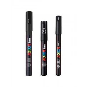 Ultra İnce Boya Marker Kalem Seti, 3lü Paket, Siyah Mürekkep