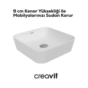 Ultra Kare Beyaz Deliksiz Lavabo 40 Cm UL040