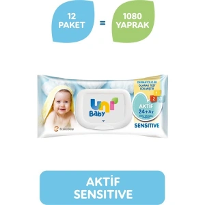 Uni Baby Aktif Sensitive Islak Mendil 12li 1080 Yaprak