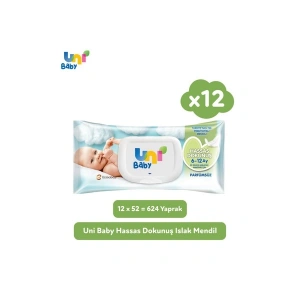 Uni Baby Hassas Dokunus Islak Mendil 12x52 (624 Yaprak)