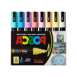 UNİ POSTER MARKÖRÜ  SET PC-5M/8C SC SOFT RENK 8 Lİ