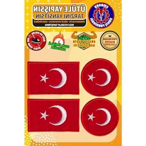 Ütü ile Yapışan Türk Bayrağı Seti, 4 Adet Aplike Patch