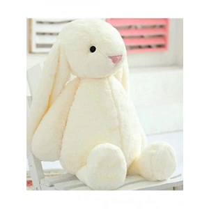 Uzun Kulaklı Beyaz Peluş Tavşan, 65 cm Boyunda