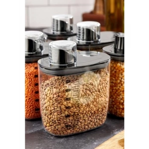 Vakumlu Erzak Saklama Kabı, Siyah Kapaklı, 1300 ml, Sızdırmaz