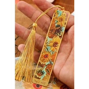 Van Gogh Temalı Metal Kitap Ayracı, Püsküllü Altın Renk