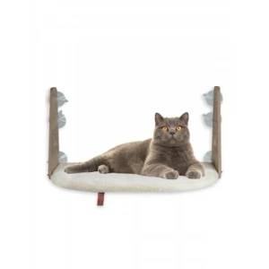Vantuzlu Kedi Cam Yatağı - Krem