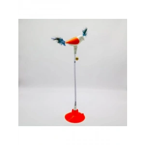 Vantuzlu Yaylı Kedi Oyuncağı, 1 Adet, Turuncu