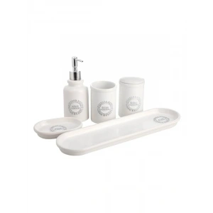 Vintage Tarzı 5li Banyo Seti - %100 Seramik