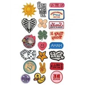 Vintage Temalı Yama Sticker Seti, Laptop ve Tablet için