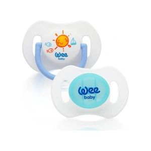 Wee Baby 2li Gece Gündüz Damaklı Silikon Emzik 0-6 Ay (Saklama Kabı Hediyeli) Mavi