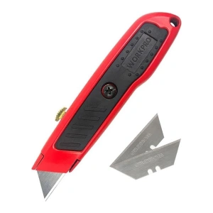 Workpro WP213005 Alüminyum Gövde Geri Çekilebilir Rötuş Maket Bıçağı + 3 Adet Yedek Bıçak