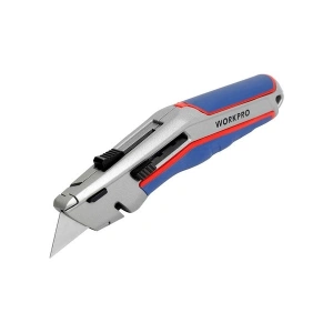 Workpro WP213015 Ağır Hizmet Alüminyum Gövde Otomatik Geri Çekilebilir Rötuş Maket Bıçağı + 5 Adet Yedek Bıçak