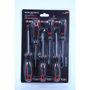 Worldforce 6lı 200 mm Torx Tornavida Seti S2 Çelik Profesyonel Alet T10,T15,T20,T25,T27,T30