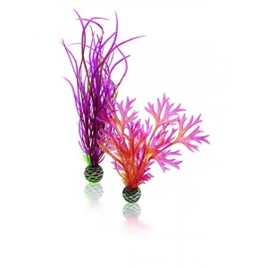 Yapay Orta Büyüklükte Dekoratif Bitki Seti - Kırmızı/Pembe