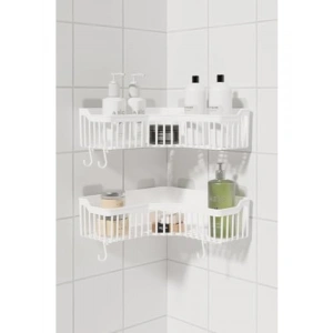 Yapışkanlı 2li Köşe Banyo Rafı – Duvar Organizeri, Şampuanlık