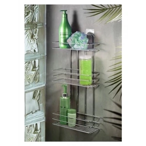 Yapışkanlı Düz Banyo Düzenleyici, Krom Şampuanlık