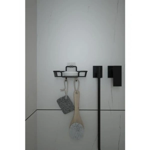 Yapışkanlı Kancalı Çok Amaçlı Siyah Mutfak Rafı