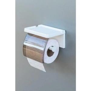 Yapışkanlı Kapaklı Tuvalet Kağıdı Askısı - Beyaz