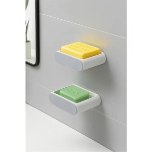 Yapışkanlı Sabunluk ve Süngerlik Seti, 2li Duvara Monte Tasarım