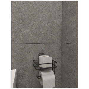 Yapışkanlı Tuvalet Kağıtlığı - Mat Siyah Metal Tasarım