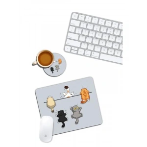 Yaramaz Kediler Temalı Mouse Pad ve Bardak Altlığı Seti