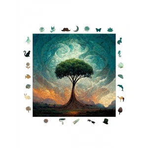 Yaşam Ağacı Ahşap Puzzle, 353 Parça, 29x29 cm, Yapıştırıcı Folyo Dahil