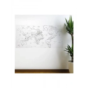 Yazılabilir Dünya Haritası Manyetik Duvar Stickerı 110 X 56 Cm