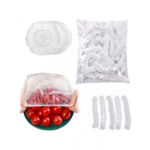 Yeniden Kullanılabilir Elastik Plastik Kase Kapakları - 100lü Set, Şeffaf