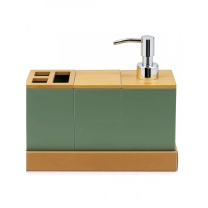 Yeşil Banyo Seti - Bambu Kapaklı, 4 Parça