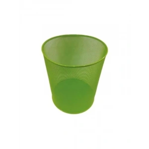 Yeşil Renkli Tam Delikli Metal Çöp Kovası