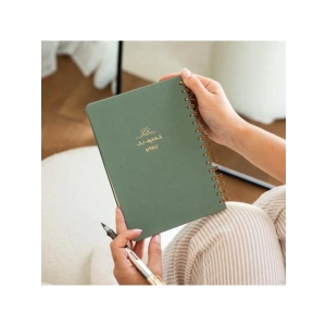 Yeşil Spiralli Keten Noktalı Not Defteri (A5)