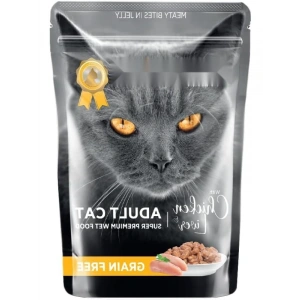Yetişkin Kediler İçin Jöle İçinde Tavuk ve Ciğer Parça Etli Yaş Mama, 85 g x 24 Adet