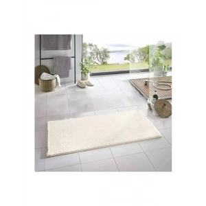 Yıkanabilir Banyo Halısı, 50x80 cm Peluş Kaymaz Taban, Krem Renk, 1 Adet