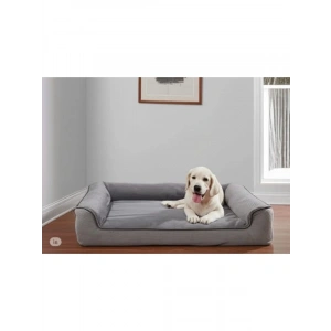 Yıkanabilir Köpek Yatağı, Fermuarlı ve Sungerli Tasarım, Orta Boy Gri