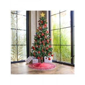 Yılbaşı Ağacı Halısı, 80x80 cm, Bordo Kadife Tasarım