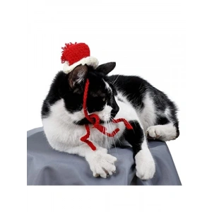 Yılbaşı Temalı Örme Kedi Şapkası - Üniseks